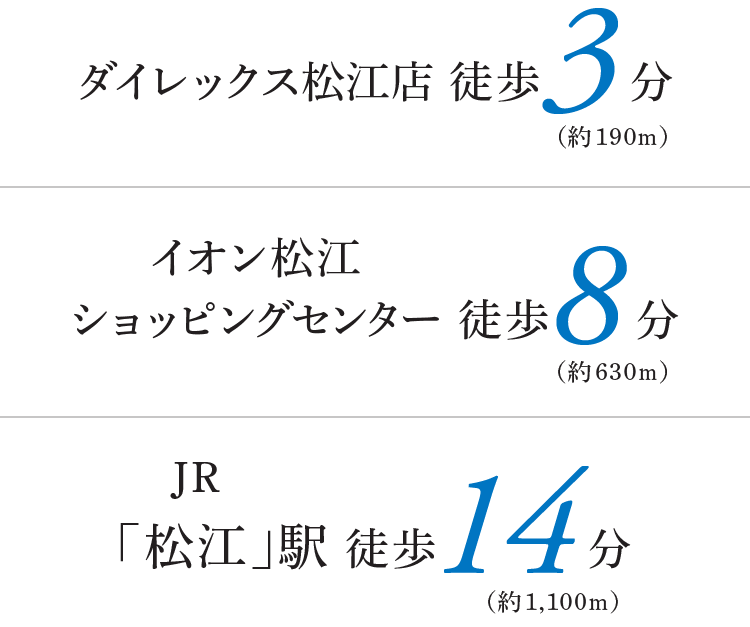 ダイレックス松江店 徒歩3分 イオン松江ショッピングセンター 徒歩8分 JR「松江」駅 徒歩14分